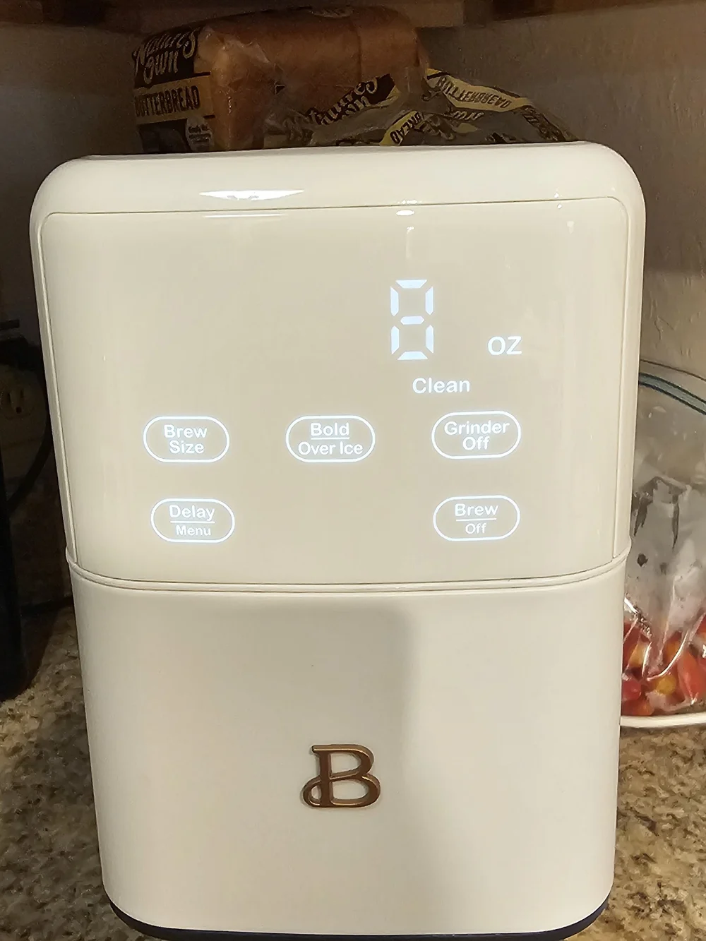 Cream Single-Serve Coffee Maker with Touch Controls
